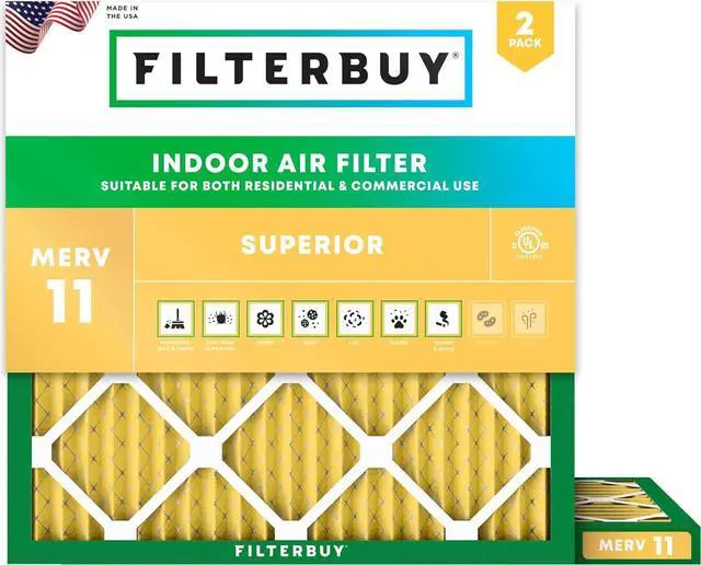 Main image of Filterbuy 10x10x1 Air Filter MERV 11 Allergen Defense (2-Pack), Pleated HVAC AC Furnace Air Filters Replacement (Actual Size: 9.50 x 9.50 x 0.75 Inches)