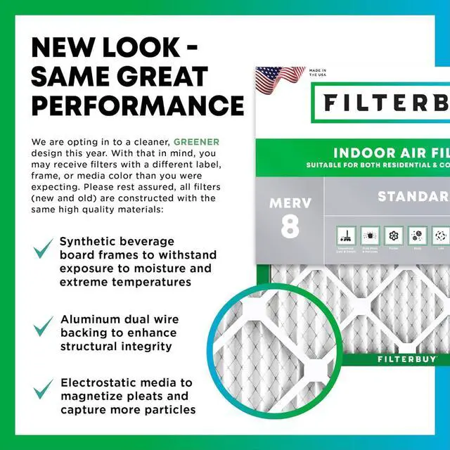 Alt view image 6 of 7 - Filterbuy 23.5x23.5x1 Air Filter MERV 8 Dust Defense (2-Pack), Pleated HVAC AC Furnace Air Filters Replacement (Actual Size: 23.38 x 23.38 x 1.00 Inches)