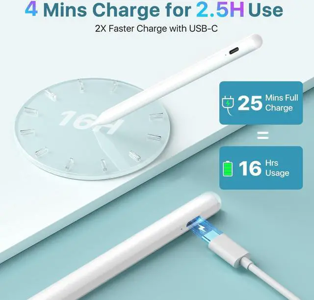 Alt view image 2 of 7 - Stylus Pen for iPad with Palm Rejection, JAMJAKE 2X Fast Charging Pencil Compatible with 2018-2024 iPad 10/9/8/7/6, iPad Pro 11", iPad Pro 12.9" 6/5/4/3, iPad Air 5/4/3, iPad Mini 6/5