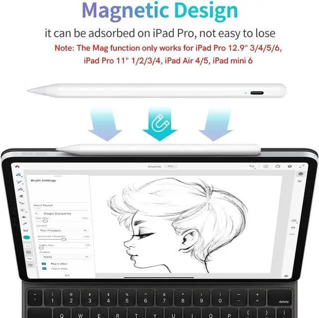 Alt view image 4 of 7 - Stylus Pen for iPad with Palm Rejection, JAMJAKE 2X Fast Charging Pencil Compatible with 2018-2024 iPad 10/9/8/7/6, iPad Pro 11", iPad Pro 12.9" 6/5/4/3, iPad Air 5/4/3, iPad Mini 6/5