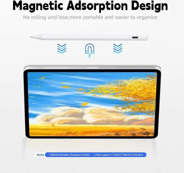 Alt view image 6 of 7 - Stylus Pen for iPad with Palm Rejection, Active Pencil 2nd Generation Compatible with Apple iPad Pro 11/12.9 (2018-2022), iPad 10th/9th/8th/7th/6th Gen, iPad Mini 5/6th Gen,iPad Air 3rd/4th/5th Gen