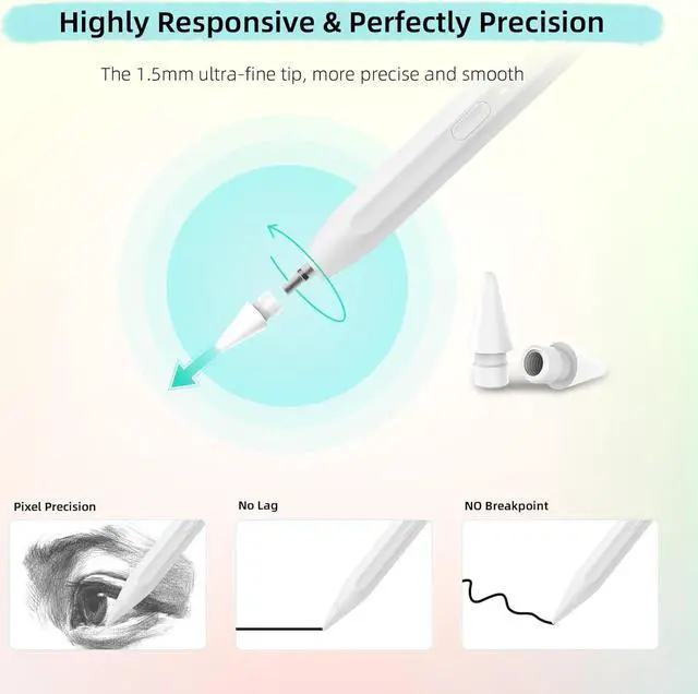 Alt view image 2 of 7 - Metapen Pencil A11 for iPad 2018-2022 (Personalization via Metapen APP) Stylus Pen with Palm Rejection for Apple iPad Pro 12.9" 6th/Pro 11" 4th, iPad 10th~6th, iPad Air 3rd-5th, iPad Mini 5th