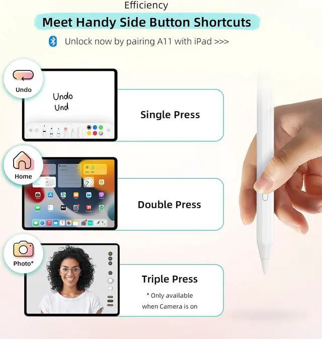 Alt view image 5 of 7 - Metapen Pencil A11 for iPad 2018-2022 (Personalization via Metapen APP) Stylus Pen with Palm Rejection for Apple iPad Pro 12.9" 6th/Pro 11" 4th, iPad 10th~6th, iPad Air 3rd-5th, iPad Mini 5th