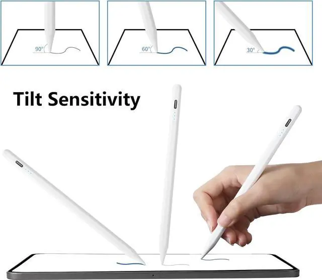 Alt view image 6 of 7 - Stylus Pen for iPad 10th 9th 8th 7th 6th Generation, iPad Pro 12.9 11 inch, iPad Air 5th 4th 3rd Gen, iPad Mini 6 5, Apple Pencil 1st & 2nd Gen Alternative, Smart Active iPencil Palm Rejection (White)