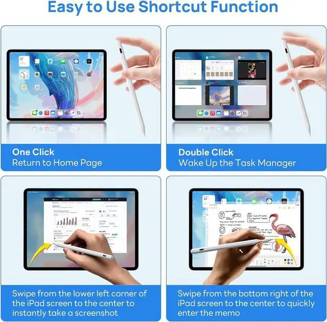 Alt view image 2 of 5 - Stylus Pen for iPad with Wireless Charging - Zspeed iPad Pencil Almost as Apple Pencil 2nd Generation Compatible with iPad Air 5/4, iPad Mini 6, iPad Pro 11" 3/2/1, iPad Pro 12.9" 6/5/4/3 (White)