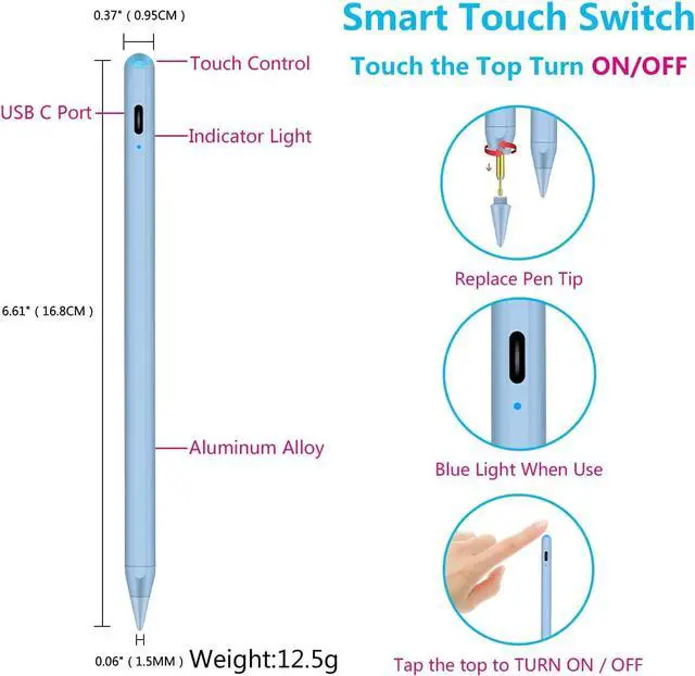 Alt view image 4 of 6 - Stylus Pen for Apple iPad(2018-2024) with Palm Rejection, Active Pencil Compatible with Apple iPad 10th/9th/8th/7th/6th Gen, iPad Air 5th/4th/3rd Gen,iPad Pro 11 & 12.9 inch, iPad Mini 6th/5th Gen