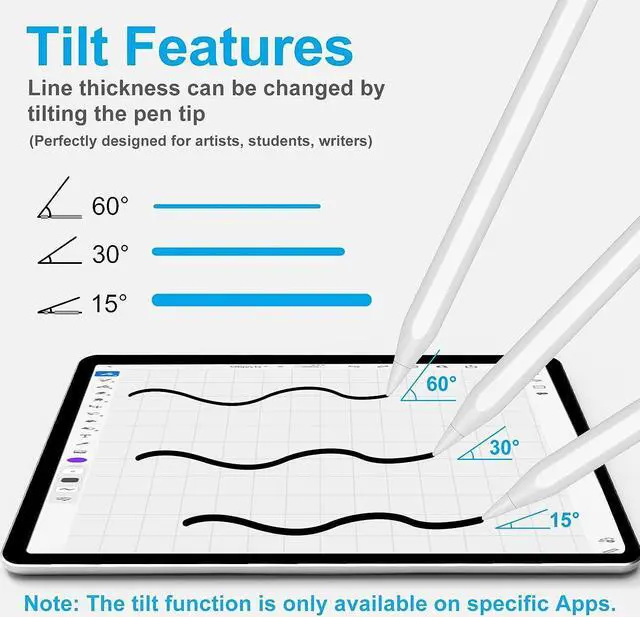 Alt view image 3 of 7 - Stylus Pen for iPad, 13 mins Fast Charging Active Pencil with Palm Rejection, Tilt Sensitivity, Work for 2018-2023 Apple iPad 10/9/8/7/6th Gen, iPad Pro 12.9"/11", iPad Air 5th/4th/3rd, iPad Mini 6/5