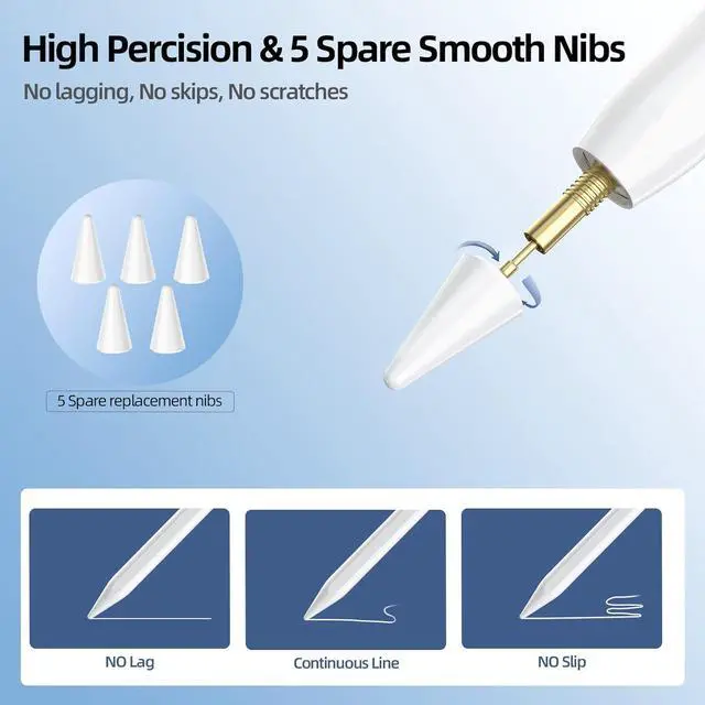 Alt view image 2 of 7 - Stylus Pen for iPad Pencil with Palm Rejection,Tilt Sensitive iPad Pencil Apple Pen Compatible with iPad 10th/9th/8th/7th/6th,iPad Pro 11/12.9in,iPad Air 5th/4th/3rd,iPad Mini 6/5 Gen