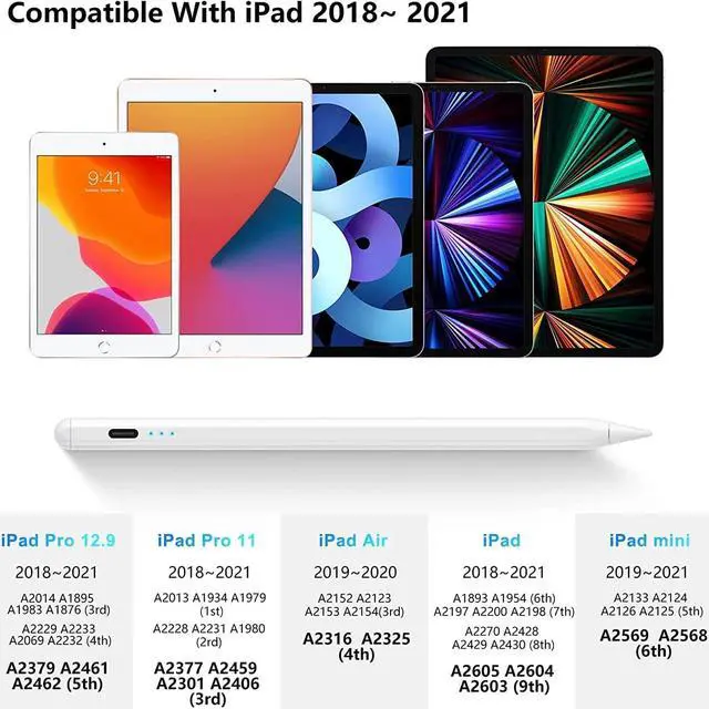 Alt view image 6 of 7 - Stylus Pen for iPad (2018-2023) with Palm Rejection,Tilt Sensitive iPad Pencil 2nd Generation Compatible with Apple iPad Pro 11/12.9 inch, iPad Mini 5/6, iPad Air(5/4/3), iPad (10/9/8/7/6) Gen-White