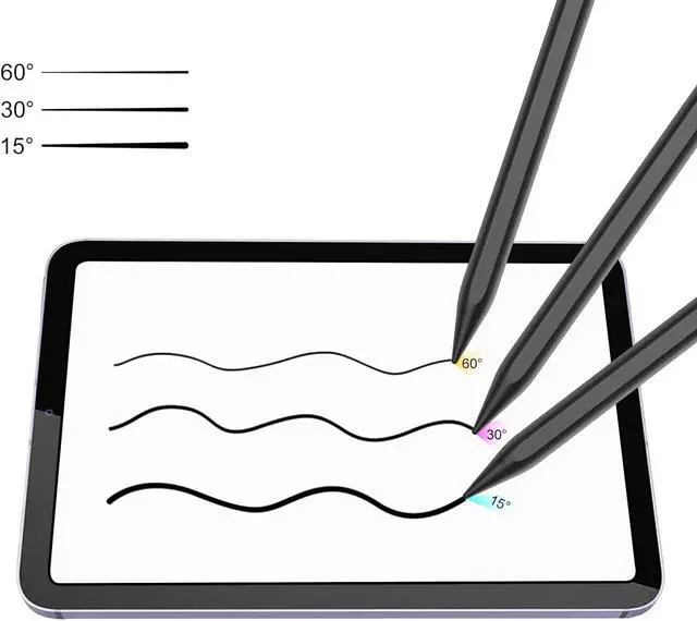 Alt view image 4 of 6 - Stylus Pen for iPad with Palm Rejection, PINKCAT 2X Fast Charge Active Pencil Compatible with 2018-2023 Apple iPad Pro 11/12.9 inch, iPad Air 3/4/5 Gen, iPad 6/7/8/9/10 Gen, iPad Mini 5/6 Gen - Black