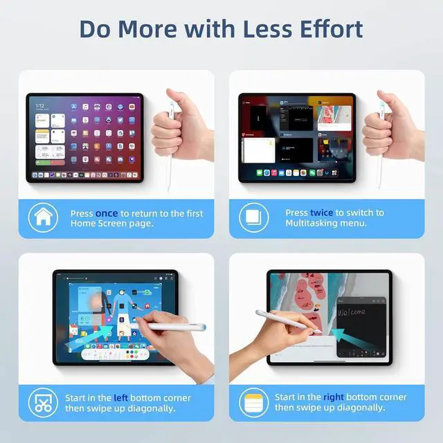 Alt view image 3 of 7 - Metapen A14 iPad Pencil 2nd Generation (Magnetic Wireless Charging & Shortcuts) for Apple iPad Air 5/4, iPad Pro (12.9" 6th, 11" 4th Gen) in 2018-2022, Stylus Pen for iPad Mini 6 with Palm Rejection