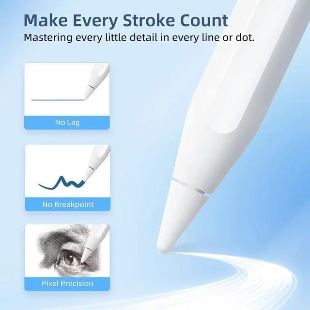 Alt view image 4 of 7 - Metapen A14 iPad Pencil 2nd Generation (Magnetic Wireless Charging & Shortcuts) for Apple iPad Air 5/4, iPad Pro (12.9" 6th, 11" 4th Gen) in 2018-2022, Stylus Pen for iPad Mini 6 with Palm Rejection