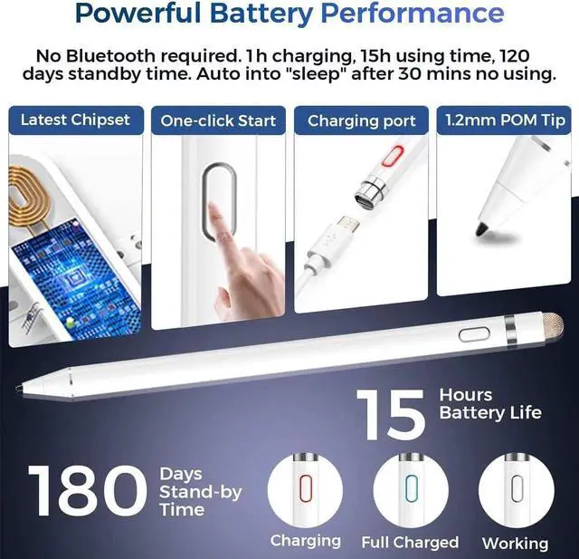 Alt view image 2 of 7 - Stylus Pen for iPad with Palm Rejection, Active Pencil for Precise Writing/Drawing Compatible with iPad Pro (11/12.9 Inch) (2018-2020),iPad 6th/7th Gen,iPad Mini 5th Gen,iPad Air 3rd Gen