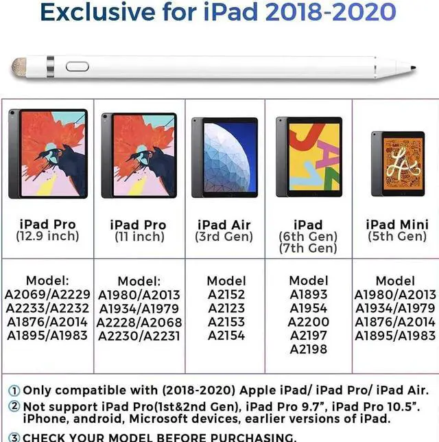 Alt view image 3 of 7 - Stylus Pen for iPad with Palm Rejection, Active Pencil for Precise Writing/Drawing Compatible with iPad Pro (11/12.9 Inch) (2018-2020),iPad 6th/7th Gen,iPad Mini 5th Gen,iPad Air 3rd Gen