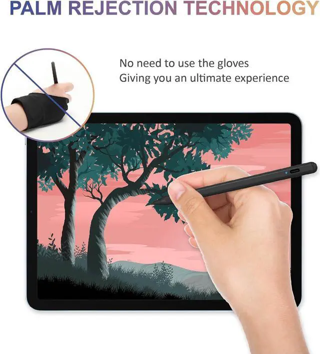 Alt view image 7 of 7 - Stylus Pen for iPad, Active Pencil Compatible with ipad Pro 11/12.9 Inch 2018-2024, iPad 6/7/8/9th,iPad Mini 5/6th, iPad Air 4th/3rd, Palm Rejection, Tilt Sensitivity, Magnetic, Lapiz para,Black