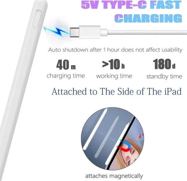 Alt view image 5 of 7 - Stylus Pen for iPad 9th&10th Generation Palm Rejection with Pen Case Magnetic Stylus for Apple Pencil,Pen for Apple iPad Compatible with (2018-2024) iPad Pro 11&12.9 inch, ipad 9th Gen