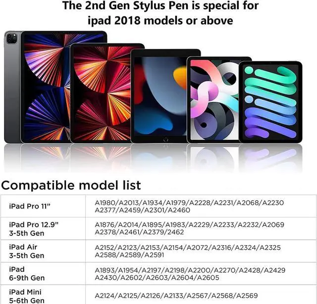 Alt view image 7 of 7 - Stylus Pen for iPad, Palm Rejection Apple Pencil for 2018-2024 iPad Pro 11/12.9 3/4/5 Gen, Apple Pen for iPad 9th Gen, iPad Mini 5/6, iPad 6/7/8, iPad Air 3/4/5, iPad Pencil 2nd Generation