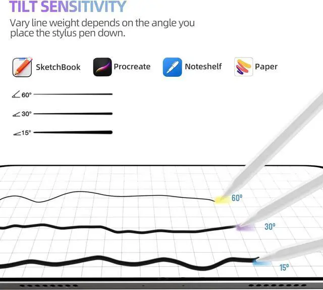 Alt view image 3 of 7 - Stylus Pens for iPad, Stylus Pencil for (2018-2024) Apple iPad Pro 2021 11/12.9 Inch, iPad 6/7/8th Generation, iPad Air 5th/4th/3rd, iPad Mini 5th Gen, for iPad Accessories Magnetic Stylus Pen