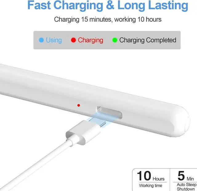 Alt view image 2 of 7 - Stylus Pen for iPad, iPad Pencil 9th&10th Generation with Palm Rejection, iPad Stylus Pen Compatible with iPad Pro 11/12.9"(2018-2024),iPad 6/7/8/9/10th Gen,iPad Air 3/4/5, iPad Mini 5/6 (White)