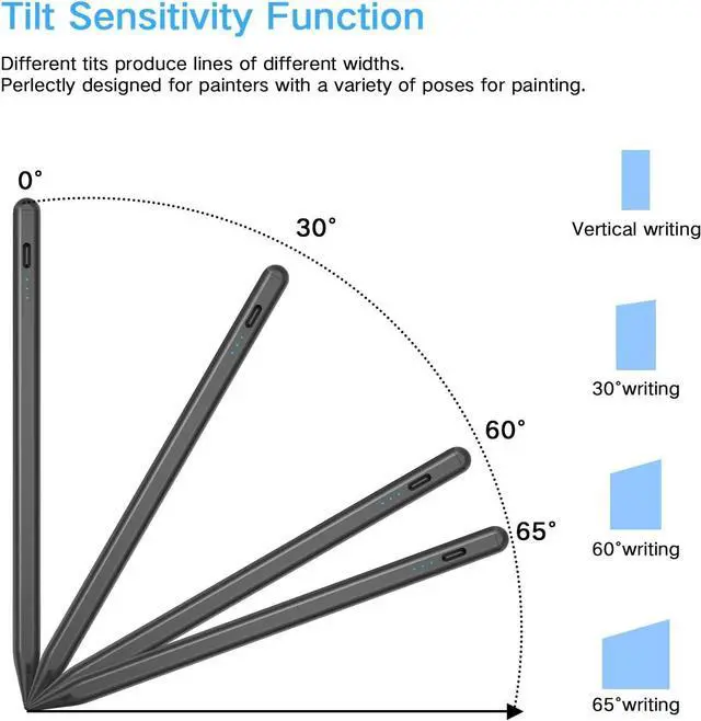 Alt view image 2 of 7 - Stylus Pen for iPad with Palm Rejection, Tilt Sensitive and Magnetic Design, ipad Pencil Compatible with 2018 and Later Model(iPad Pro 2021 11/12.9 Inch, iPad 8th Gen, iPad 7/6th, iPad Air 4th/3rd)