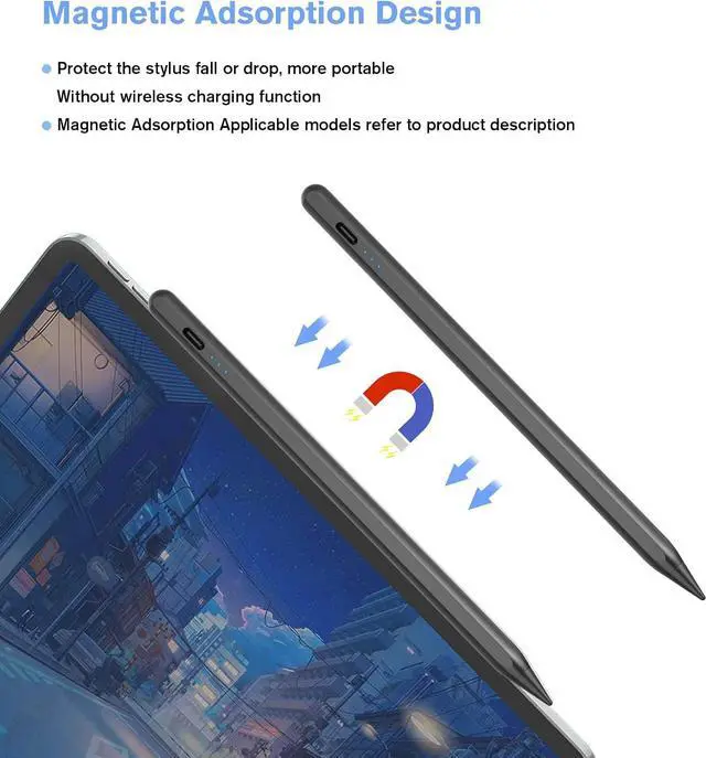 Alt view image 4 of 7 - Stylus Pen for iPad with Palm Rejection, Tilt Sensitive and Magnetic Design, ipad Pencil Compatible with 2018 and Later Model(iPad Pro 2021 11/12.9 Inch, iPad 8th Gen, iPad 7/6th, iPad Air 4th/3rd)
