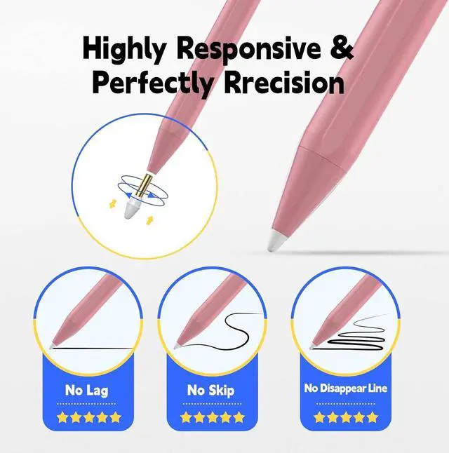 Alt view image 4 of 7 - Stylus Pen for iPad with Palm Rejection, Blooding Active Pencil 2nd Generation Compatible with Apple iPad Pro 11/12.9", iPad 10/9/8/7/6th Gen, iPad Mini 5th/6th Gen,iPad Air 3rd/4th/5th Gen-Pink