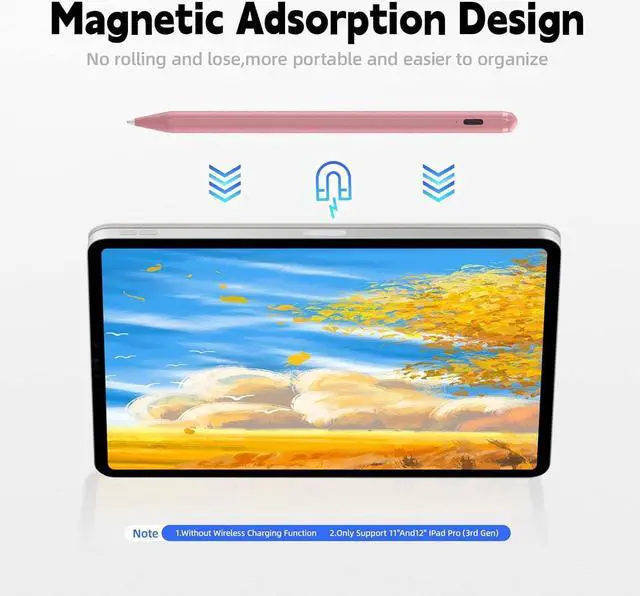 Alt view image 3 of 7 - Stylus Pen for iPad with Palm Rejection, Blooding Active Pencil 2nd Generation Compatible with Apple iPad Pro 11/12.9", iPad 10/9/8/7/6th Gen, iPad Mini 5th/6th Gen,iPad Air 3rd/4th/5th Gen-Pink