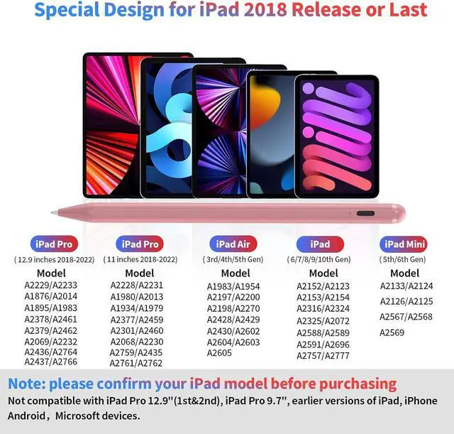 Alt view image 6 of 7 - Stylus Pen for iPad with Palm Rejection, Blooding Active Pencil 2nd Generation Compatible with Apple iPad Pro 11/12.9", iPad 10/9/8/7/6th Gen, iPad Mini 5th/6th Gen,iPad Air 3rd/4th/5th Gen-Pink