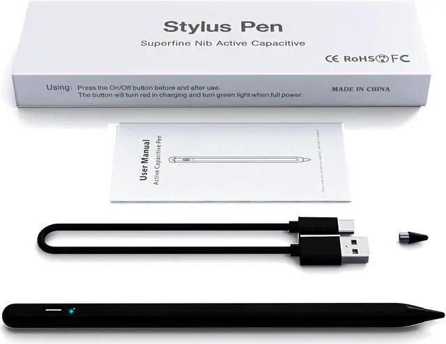 Alt view image 2 of 7 - Stylus Pen, Tablet Pen Compatible for iOS and Android Touchscreens, Rechargeable Stylus Pen with Dual Touch Screen, Stylus Pencil for Apple/Android/Samsung Tablet, 16.5CM,Black
