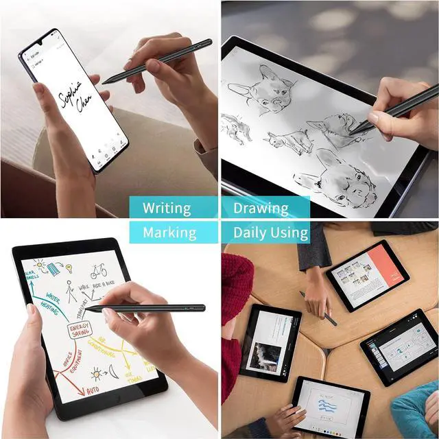 Alt view image 7 of 7 - Stylus Pen, Tablet Pen Compatible for iOS and Android Touchscreens, Rechargeable Stylus Pen with Dual Touch Screen, Stylus Pencil for Apple/Android/Samsung Tablet, 16.5CM,Black