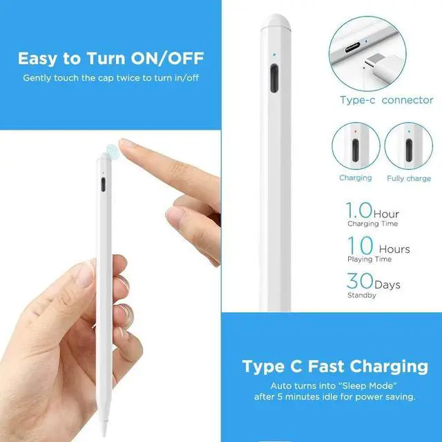 Alt view image 5 of 7 - Stylus Pen for iPad with Palm Rejection, Active Pencil Compatible with (2018-2024) iPad Pro (11/12.9 Inch),iPad 6/7/8th Gen, iPad Mini 5th Gen, iPad Air 3rd/4th Gen for Precise Writing/Drawing