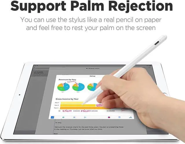 Alt view image 7 of 7 - Stylus Pen for iPad with Palm Rejection, Active Pencil Compatible with (2018-2024) iPad Pro (11/12.9 Inch),iPad 6/7/8th Gen, iPad Mini 5th Gen, iPad Air 3rd/4th Gen for Precise Writing/Drawing