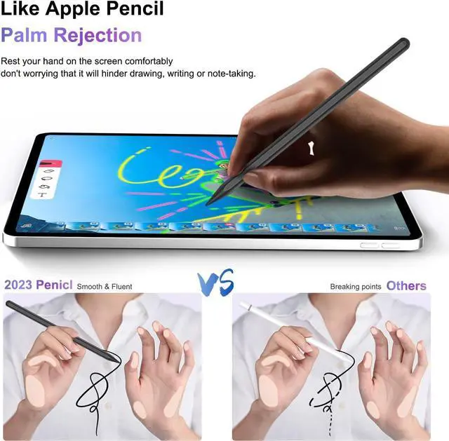 Alt view image 4 of 7 - Wireless Charging Pencil 2nd Generation, Pencil for iPad 2nd Generation Stylus Pen for iPad Pro with Palm Rejection Tilt Sensitivity, Pen for ipad Compatible with iPad/Mini/Air/Pro 11"&12.9",Black