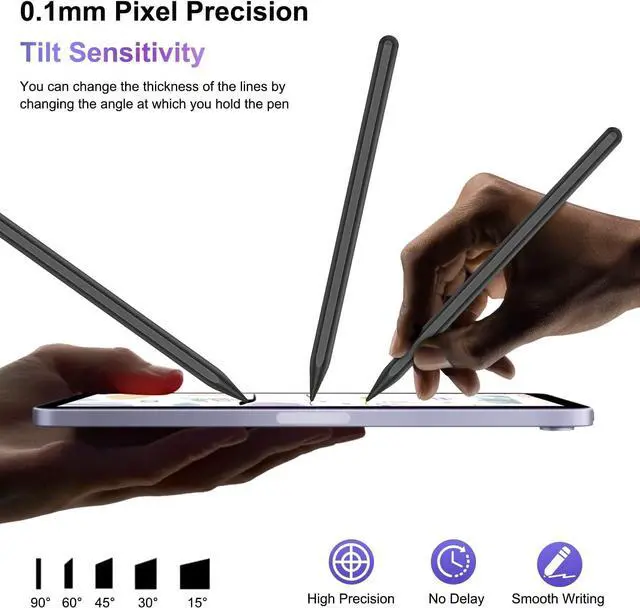 Alt view image 2 of 7 - Wireless Charging Pencil 2nd Generation, Pencil for iPad 2nd Generation Stylus Pen for iPad Pro with Palm Rejection Tilt Sensitivity, Pen for ipad Compatible with iPad/Mini/Air/Pro 11"&12.9",Black