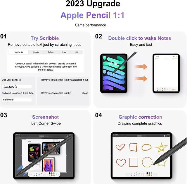 Alt view image 7 of 7 - Wireless Charging Pencil 2nd Generation, Pencil for iPad 2nd Generation Stylus Pen for iPad Pro with Palm Rejection Tilt Sensitivity, Pen for ipad Compatible with iPad/Mini/Air/Pro 11"&12.9",Black