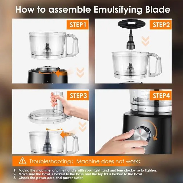 Alt view image 7 of 7 - Davivy 7-Cup Food Processors, 8 Functions Built-in Storage Drawer Vegetable Chopper with 10 set blades,French fry cutting,Wavy slicing for Home Use,3-Speed, Black,600W (7-Cup Built-in Drawer)