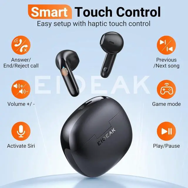 Alt view image 6 of 7 - EIOEAK Wireless Earbuds Bluetooth 5.3 Headphones Stereo Bass Ear Buds 40Hrs Playback Earphones with LED Power Display Touch Control Earbuds with Mic Charging Case for Laptop Cell Phone Sports