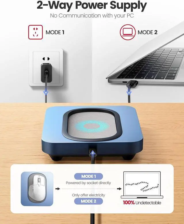 Alt view image 7 of 7 - Vaydeer Undetectable Mouse Mover with Enlarged Turntable and Adjustable Intervals User-Friendly Buttons and LED Display Mouse Jiggler to Keep Your PC Awake