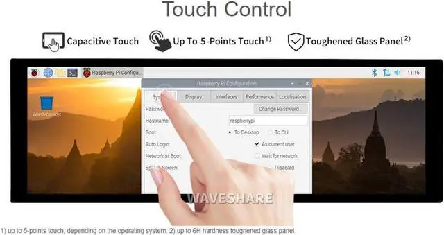 Alt view image 3 of 7 - Waveshare 7.9inch Capacitive LCD HDMI Display,Mini Monitor,400×1280 Hardware Resolution IPS Touch Screen with Toughened Glass Cover Supports All Versions of Raspberry Pi Jetson Nano Windows