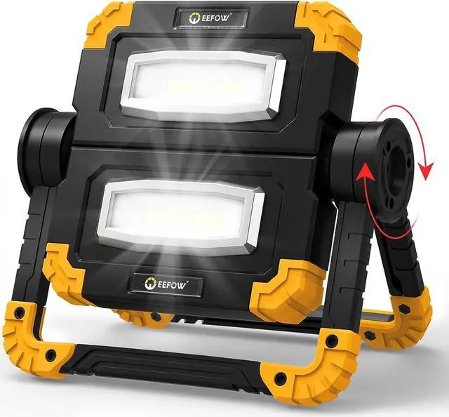Main image of LED Work Light Rechargeable Portable - 360°Rotation Folding Hyper Tough Working Lamp with 2 COB 2000Lumens Flood Light Stand USB Cordless Battery Powered Worklight Tool for Outdoor Camping Lighting