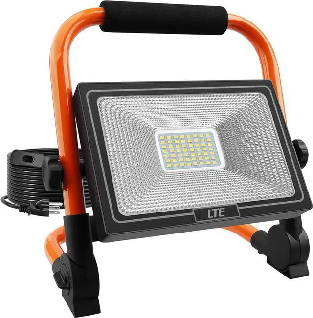 Main image of LTE 50W LED Work Light, 4300LM LED Flood Light 500W Equivalent, IP66 Waterproof Outdoor 16.4FT Cord with Plug Job Site Light, 5000K, Adjustable Portable Light for Workshop, Garage, Construction Site