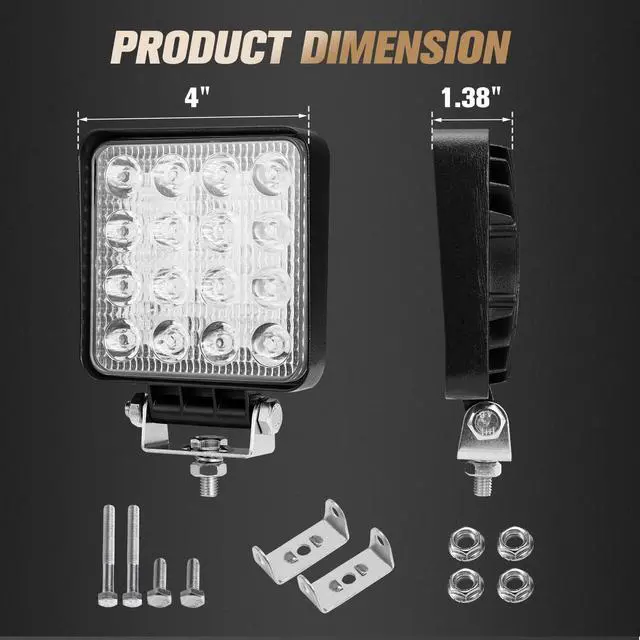 Alt view image 2 of 7 - FIERYRED 4Inch 48W LED Work Light - Spot LED Light Bar for Tractor Offroad 4WD Truck ATV UTV SUV, All Weather Driving Light Pods Daytime Running Light