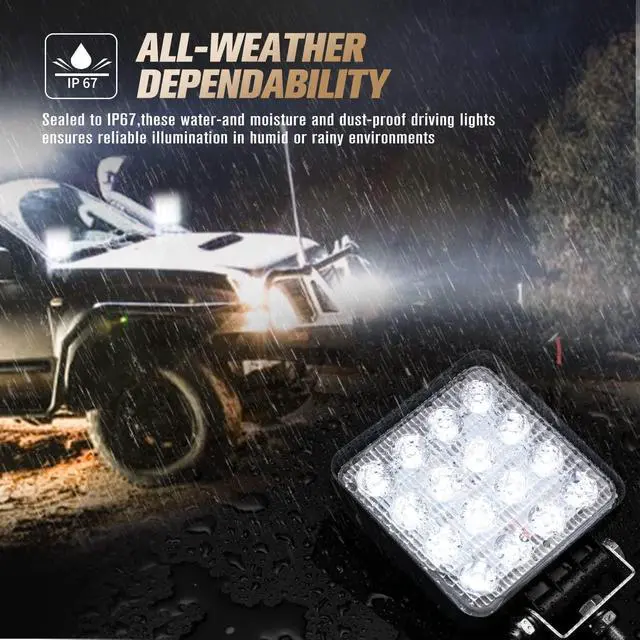 Alt view image 3 of 7 - FIERYRED 4Inch 48W LED Work Light - Spot LED Light Bar for Tractor Offroad 4WD Truck ATV UTV SUV, All Weather Driving Light Pods Daytime Running Light