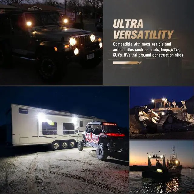 Alt view image 7 of 7 - FIERYRED 4Inch 48W LED Work Light - Spot LED Light Bar for Tractor Offroad 4WD Truck ATV UTV SUV, All Weather Driving Light Pods Daytime Running Light