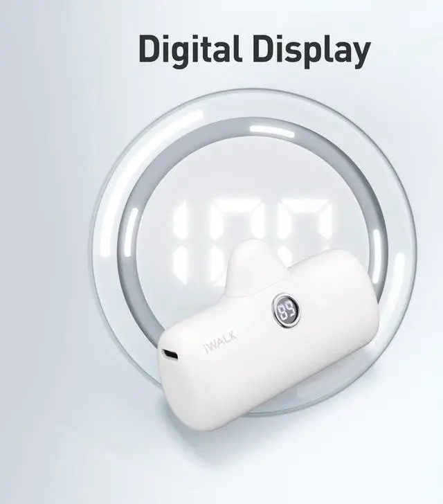 Alt view image 4 of 6 - iWALK Portable Charger 4800mAh Power Bank Fast Charging and PD Input Small Docking Battery with LED Display Compatible with iPhone 14/14 Pro Max/13/13 Pro Max/12/12 Pro/11/X/8/7/6,White