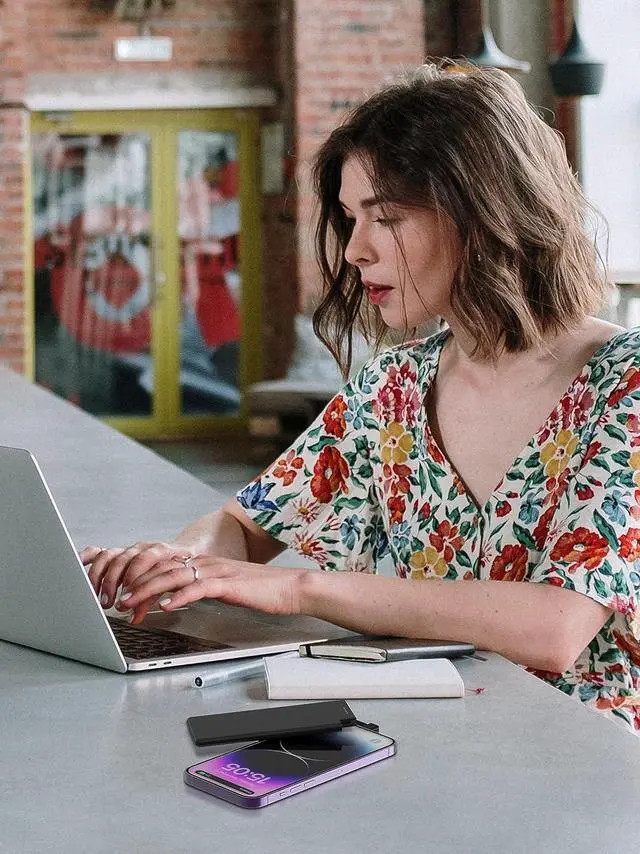 Alt view image 2 of 6 - Auskang Portable Charger 5000mAh with Built in Lightning Cable Compatible with iPhone 14/13/12/11/ X/ 8/7/ 6/5/ SE Series Slim Power Bank