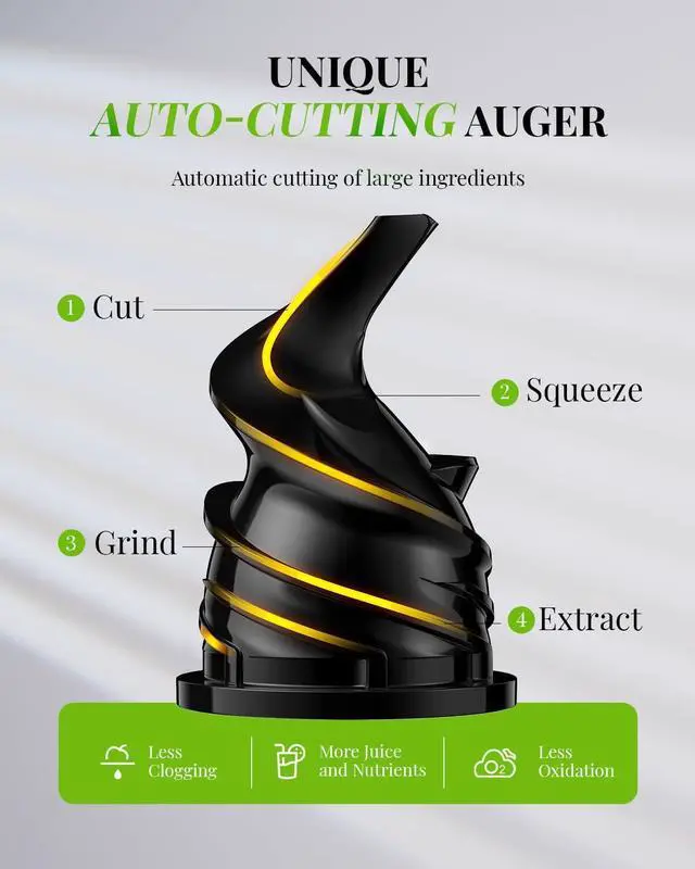 Alt view image 3 of 7 - GDOR Compact Slow Juicer Machine 2.0, Space-Saving Cold Press Juicer with Powerful 60NM DC Motor, Low Noise Masticating Juicer Extractor, Easy to Clean, Brush Included, 20 Oz Juice Cup, BPA-Free