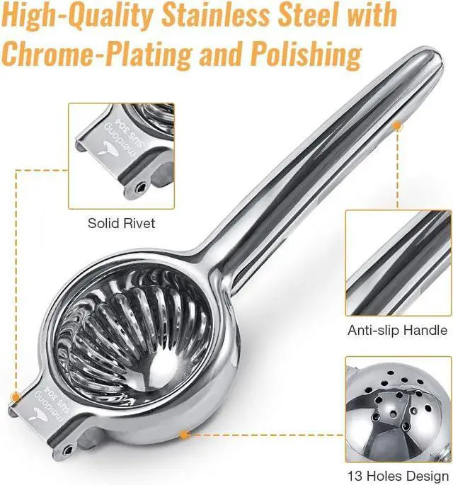 Alt view image 2 of 7 - Upgraded Lemon Squeezer meidong Super Stainless Steel 304 Hand Press Juicer Manual Citrus for Juicing Lemon & Limes, Vegetables