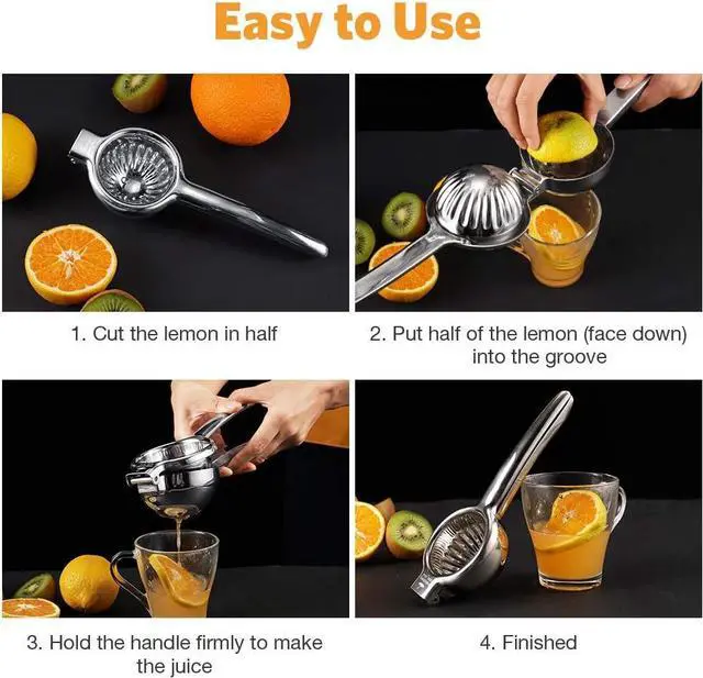 Alt view image 7 of 7 - Upgraded Lemon Squeezer meidong Super Stainless Steel 304 Hand Press Juicer Manual Citrus for Juicing Lemon & Limes, Vegetables