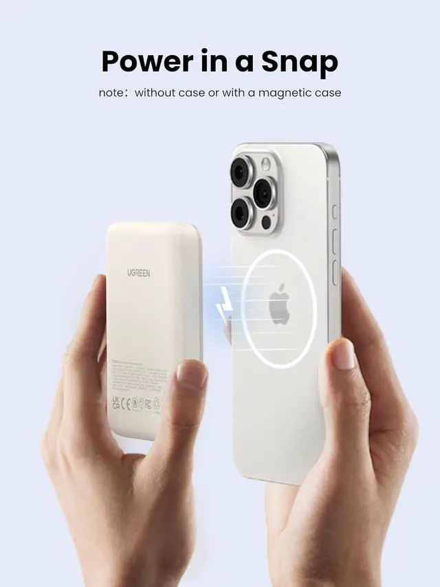 Alt view image 7 of 7 - UGREEN Magnetic Power Bank Compatible with Magsafe, 20W USB C Fast Charge Portable Charger 10000mAh Battery Pack, PD Fast Charge for iPhone 15 Pro Max, 15,14 Plus, 13, 12 Series with 60W USB C Cable